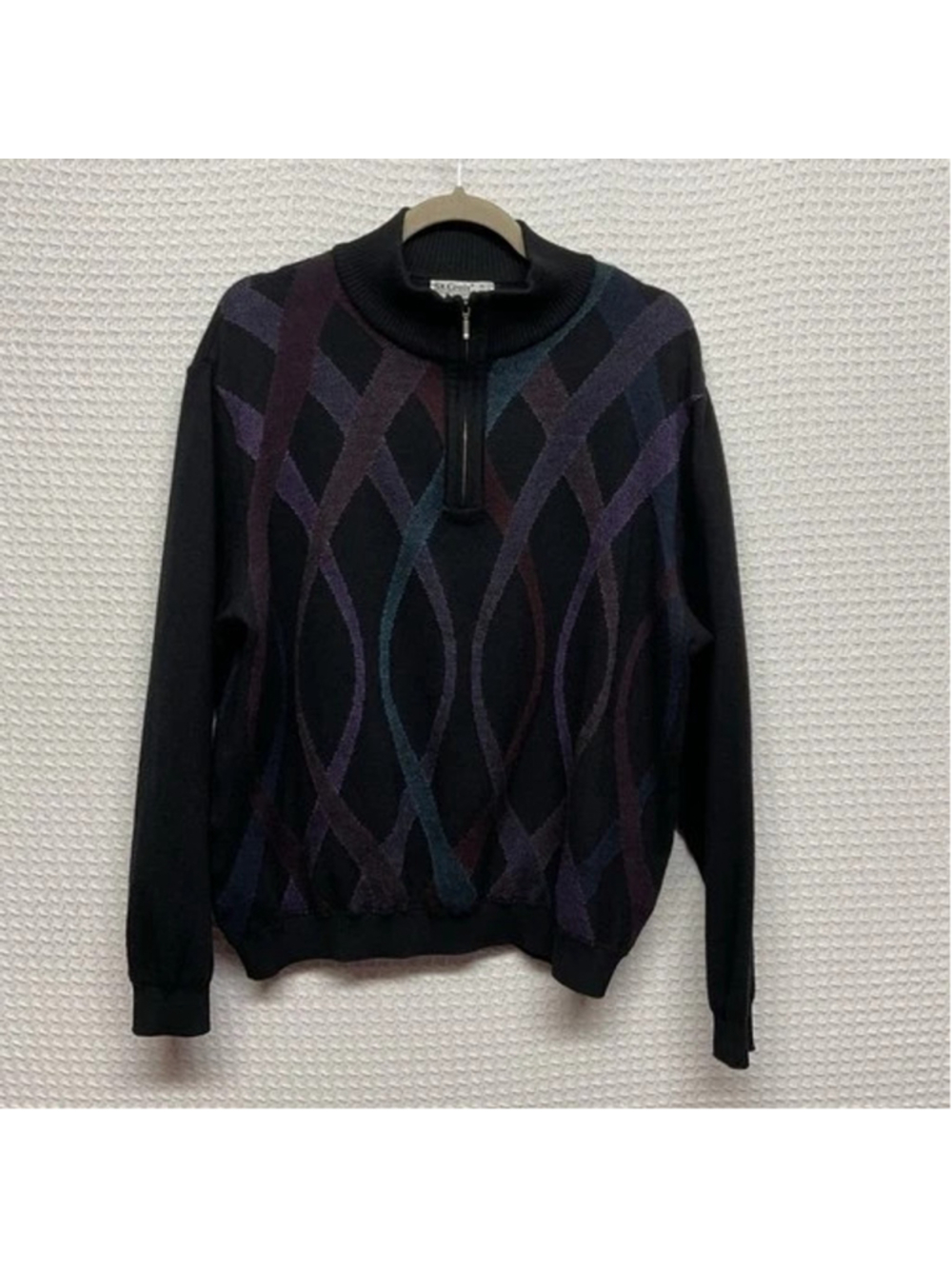 VTG 80s St. Croix Geometric‎ Wool Blend 1/2 Zip CrewNeck Sweater Men XL
